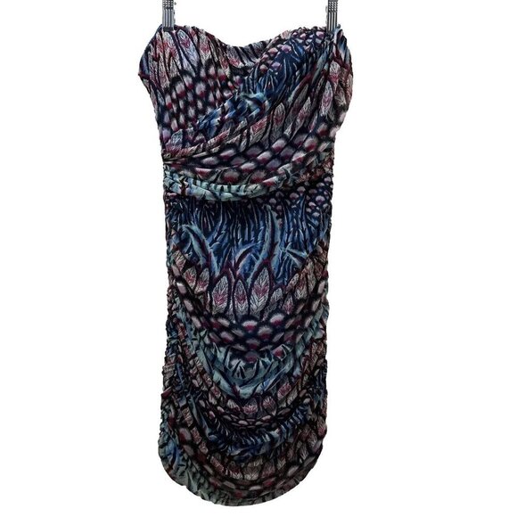 2/$30 Rampage Ruched Bodycon Strapless Mini Dress Size S Y2K Boho Hoco Western - Picture 3 of 15